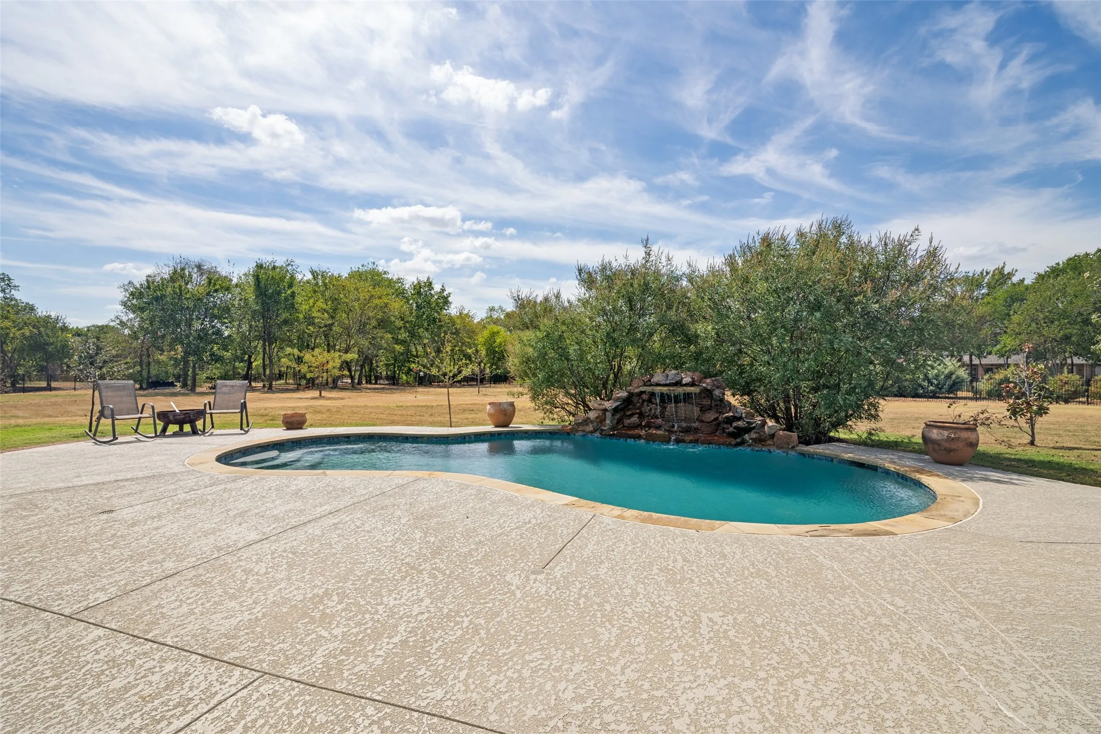 Pool with waterfall