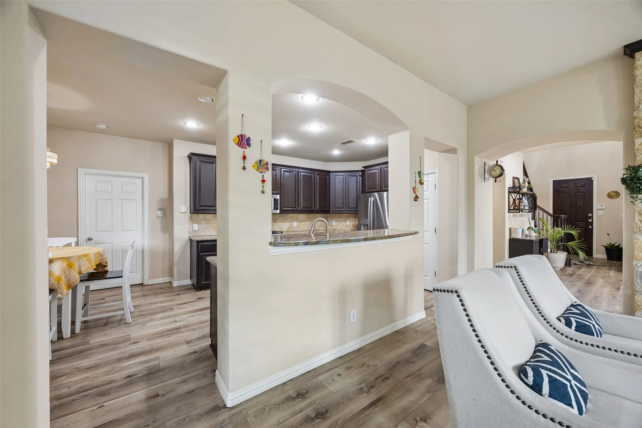 Hardwood-style flooring throughout