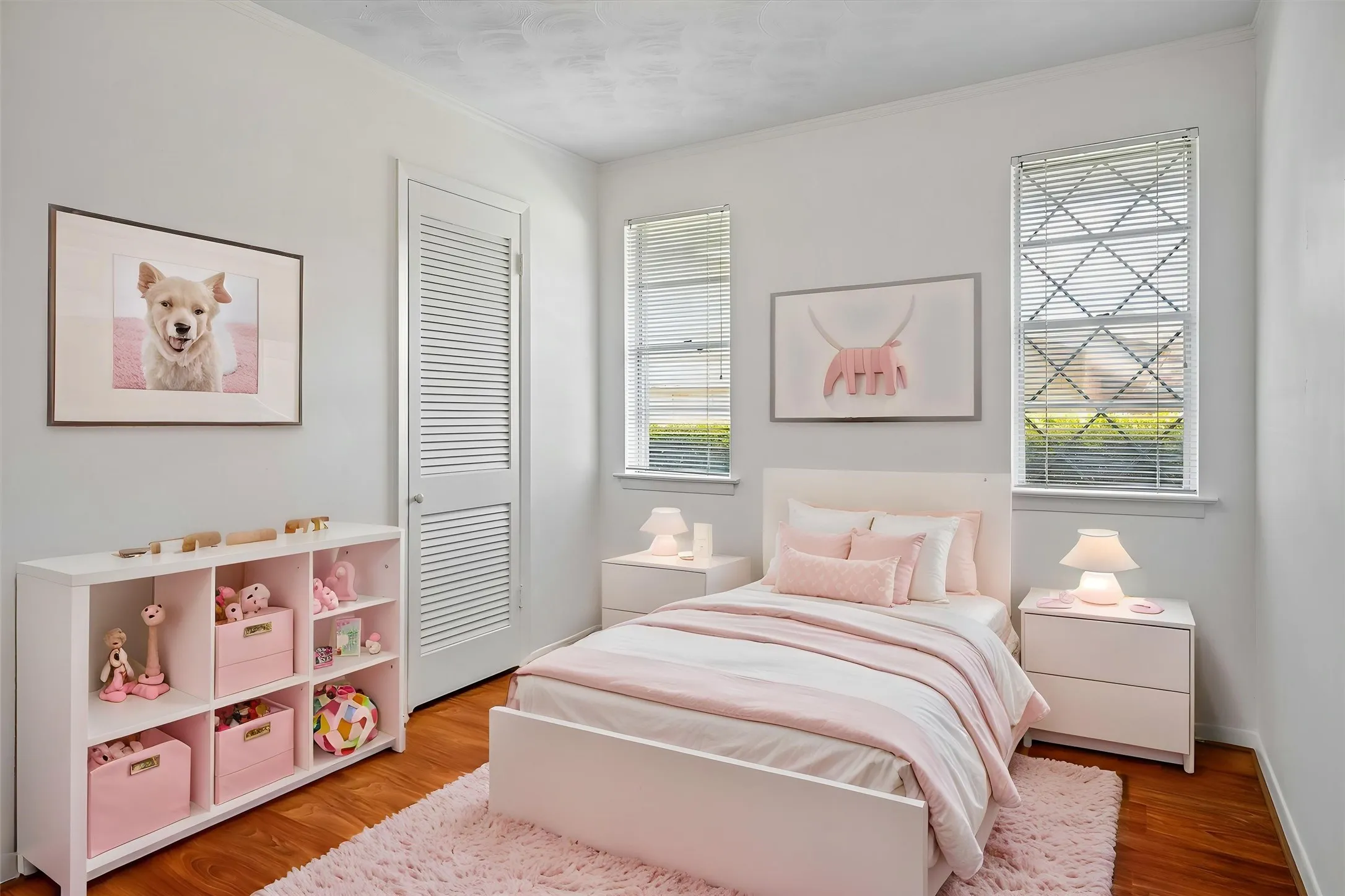 VIRTUALLY STAGED The same versatile middle bedroom showing it as a kid's room