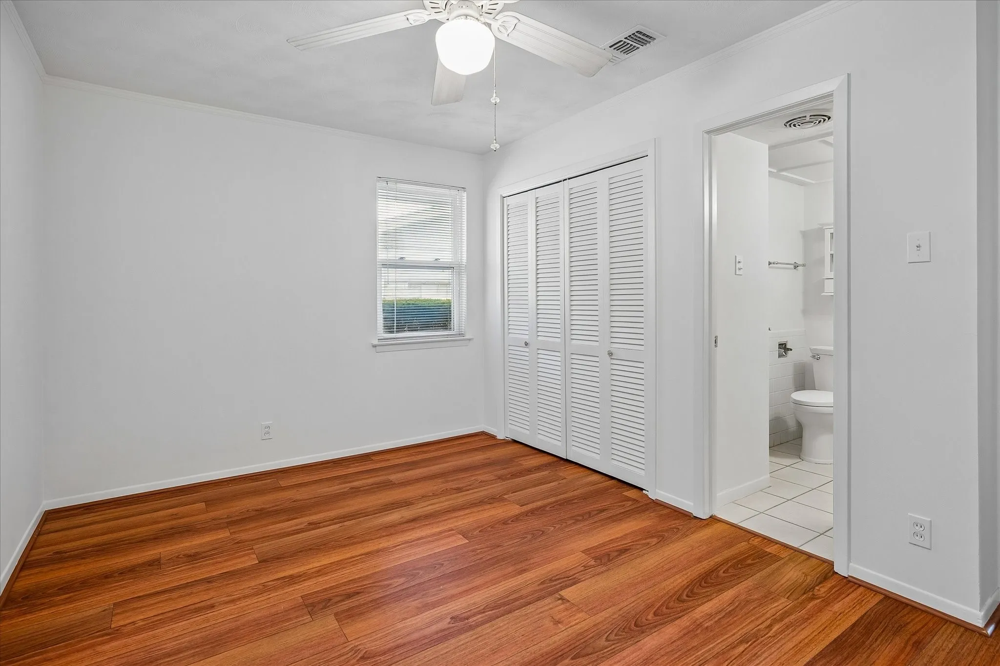 Large closet and attached bath make this an appealing bedroom
