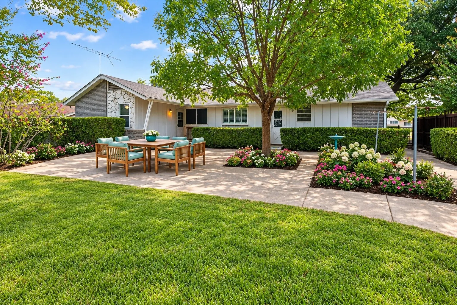 VIRTUALLY STAGED AND ENHANCED Look what an appealing backyard area this could be to entertain al fresco.
