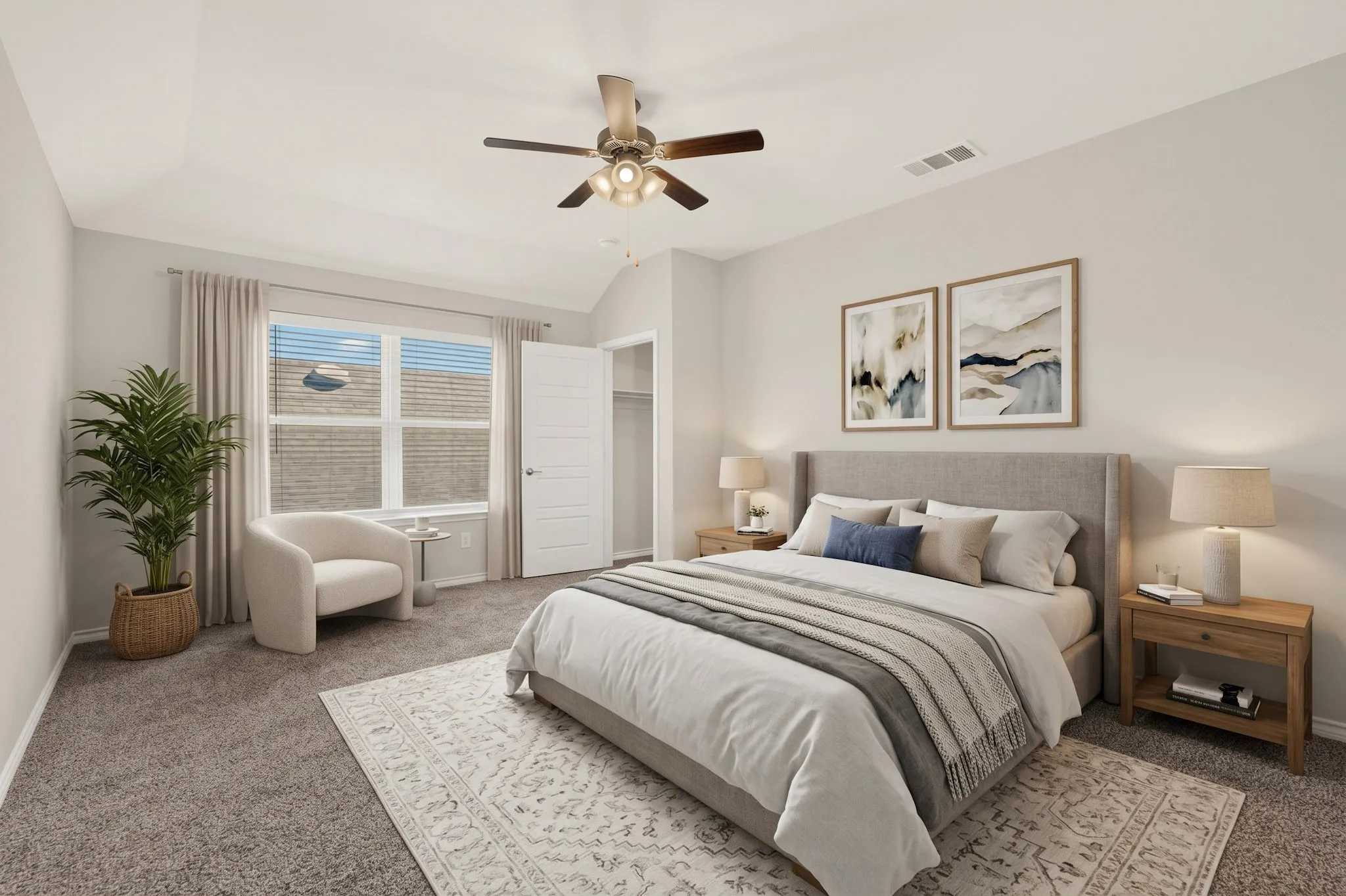 virtually staging primary bedroom