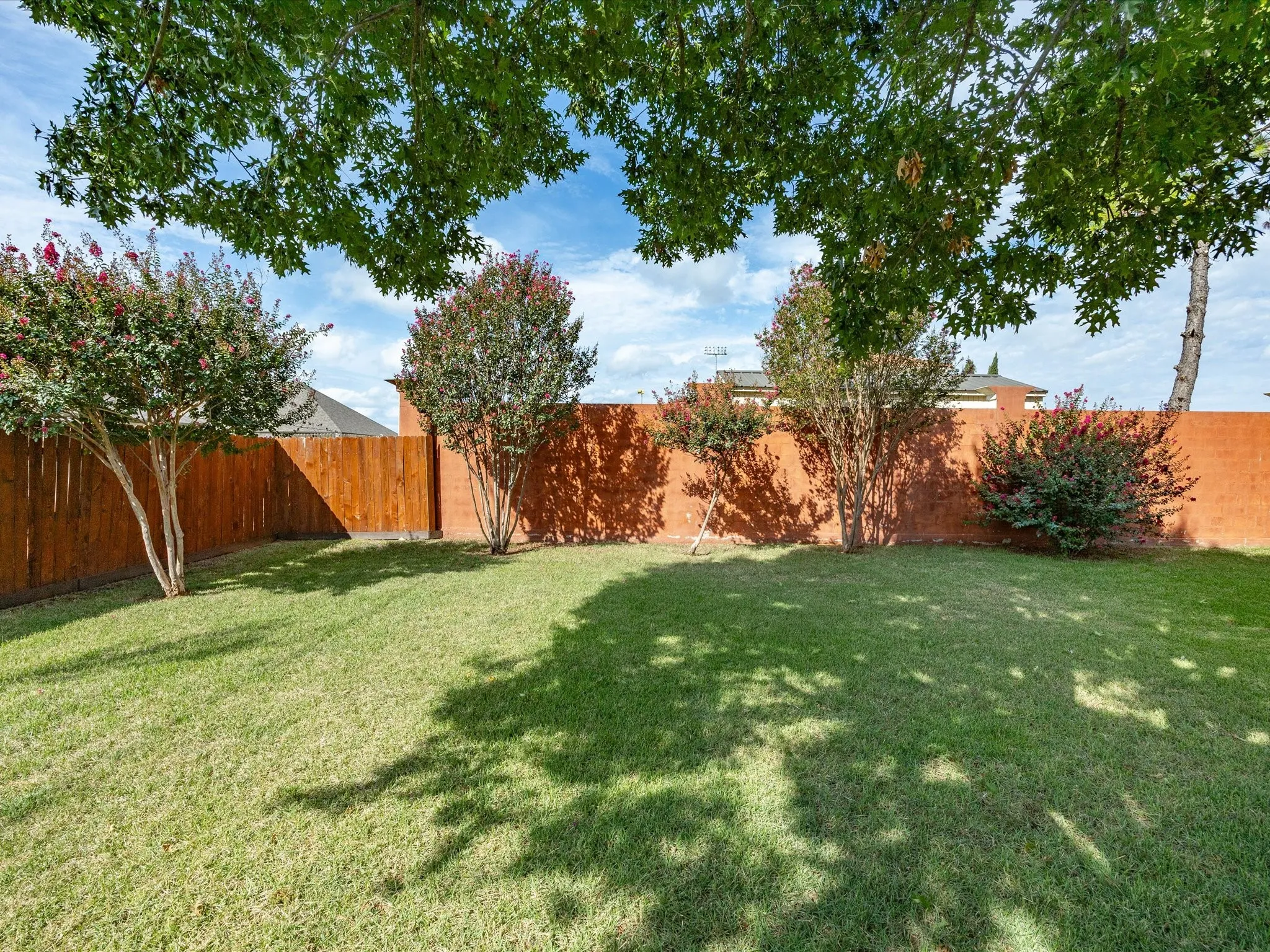 Full fenced backyard