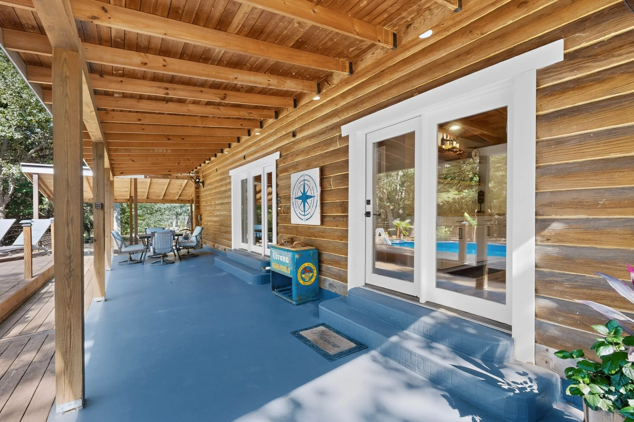 Back patio with Doors to Kitchen and Living Area