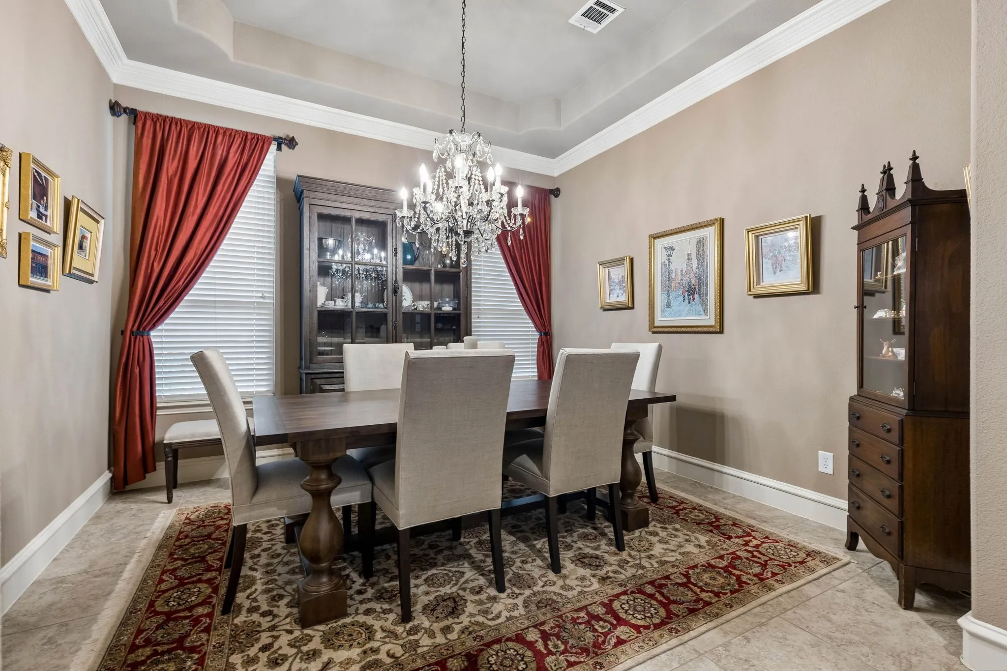 Formal dining is elegant and seats 8-10 comfortably.