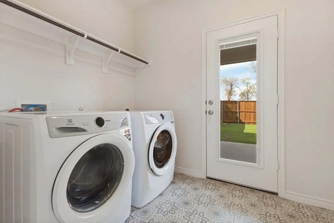 Separate utility room with full size washer and dryer