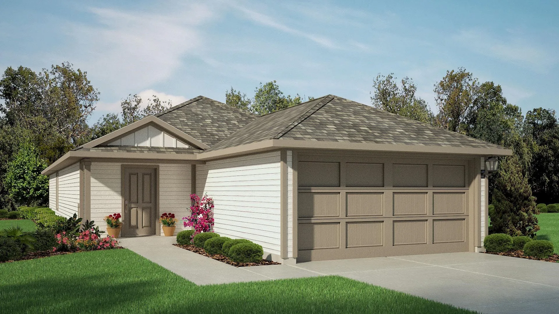 Front Elevation - D.R. Horton's Franklin floor plan elevation W-All Home and community information, including pricing, included features, terms, availability and amenities, are subject to change at any time without notice or obligation. All Drawings, pictures, photographs, video, square footages, floor plans, elevations, features, colors and sizes are approximate for illustration purposes only and will vary from the homes as built.