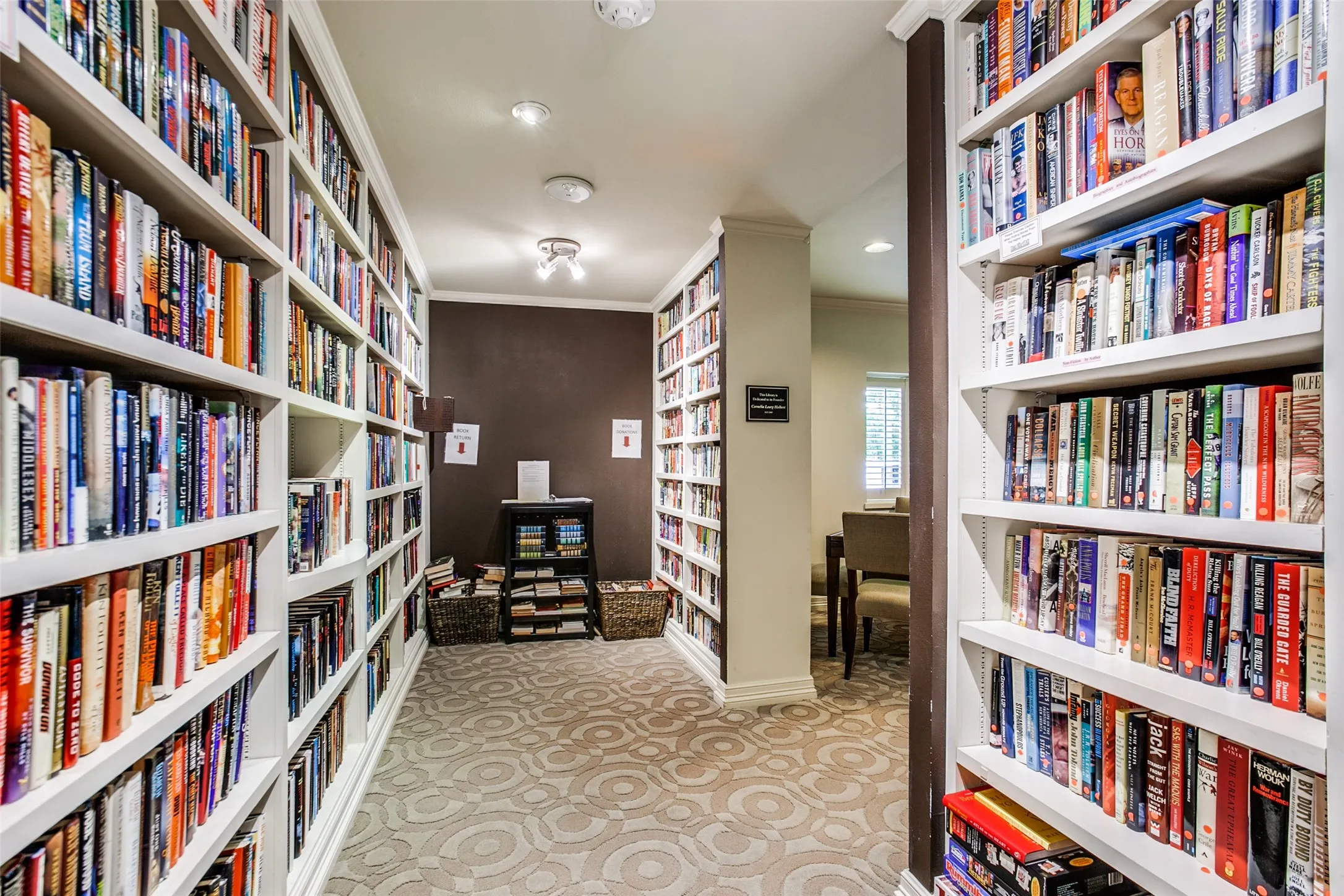 Lending library adjacent to community room