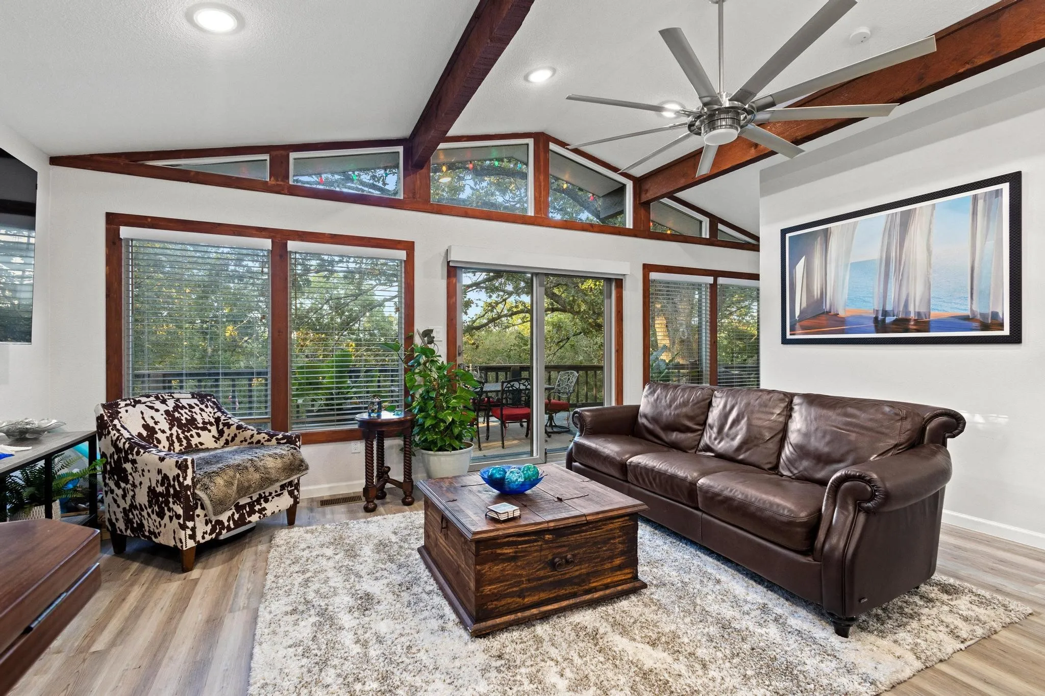 The Spacious Living Area Overlooks the Upper Deck