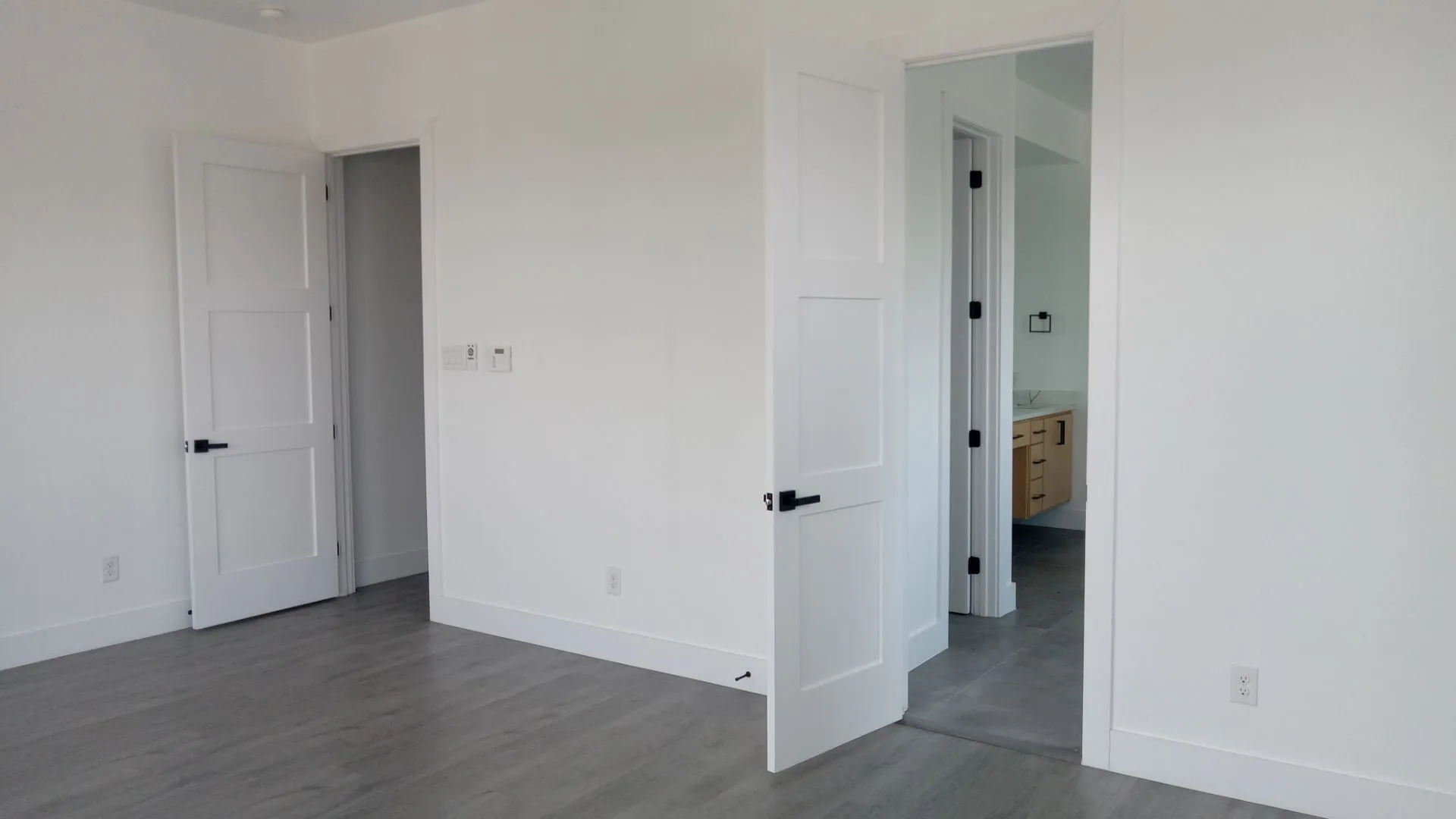 Wood-finish flooring throughout