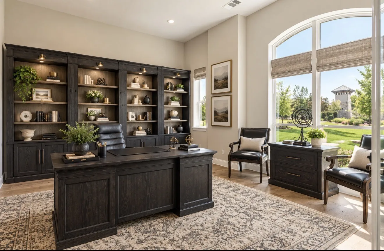 Private Office with French Doors. Virtually Staged.