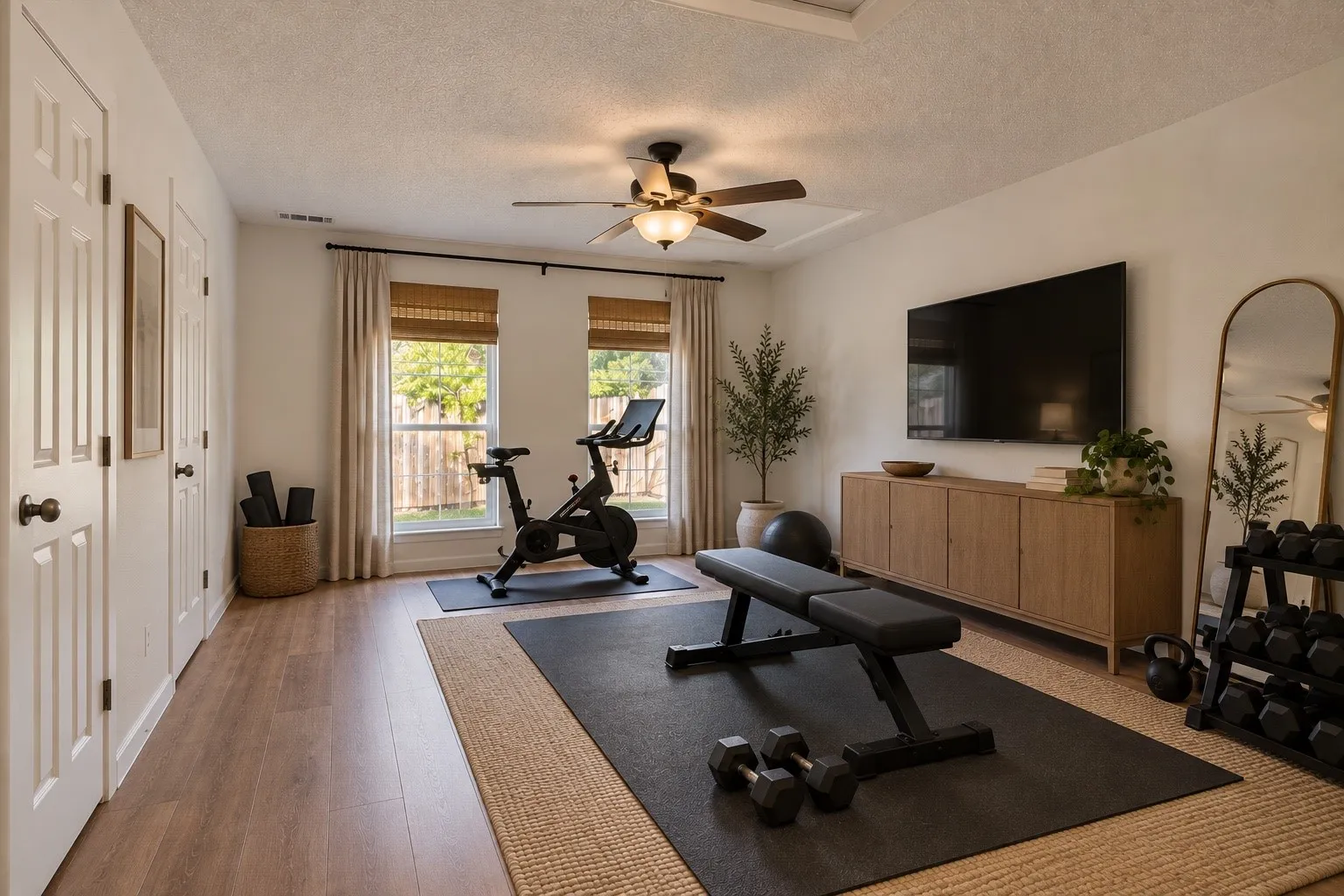 Bonus room virtually staged as a home gym!