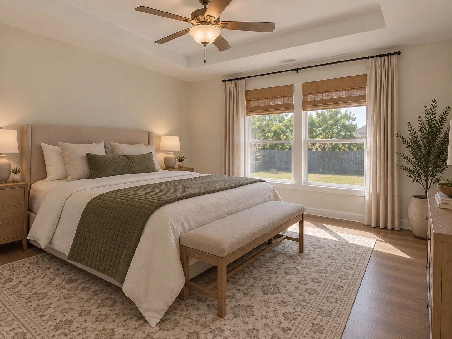 Digitally staged primary bedroom!
