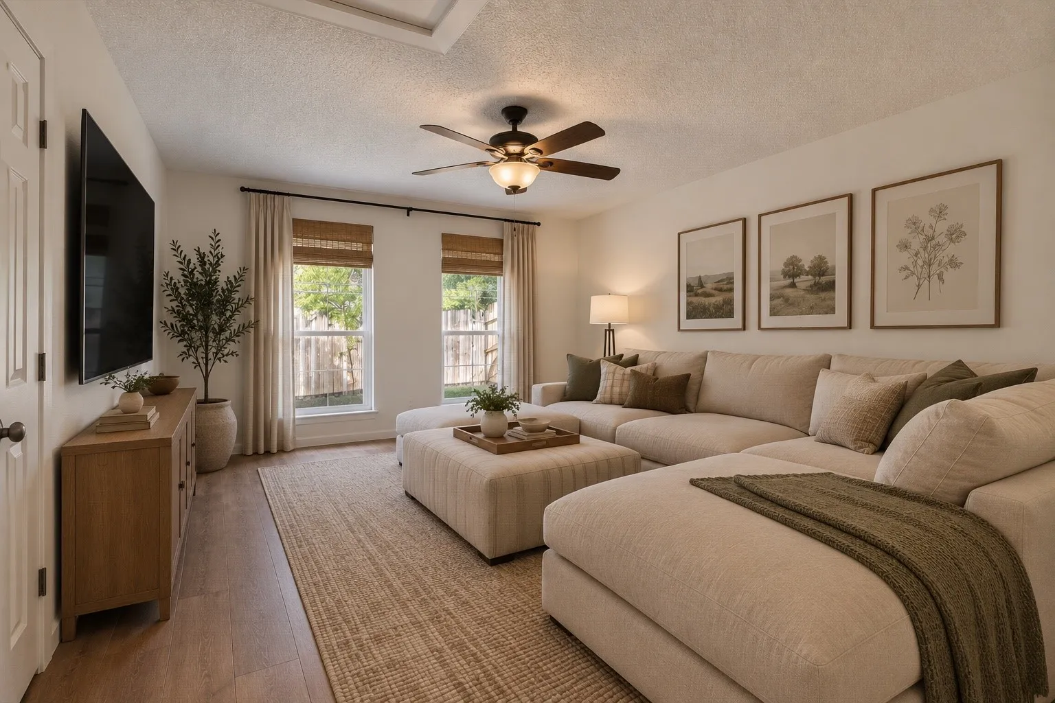 Bonus room virtually staged as a second living/family room!