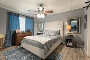 Wood-finish flooring throughout