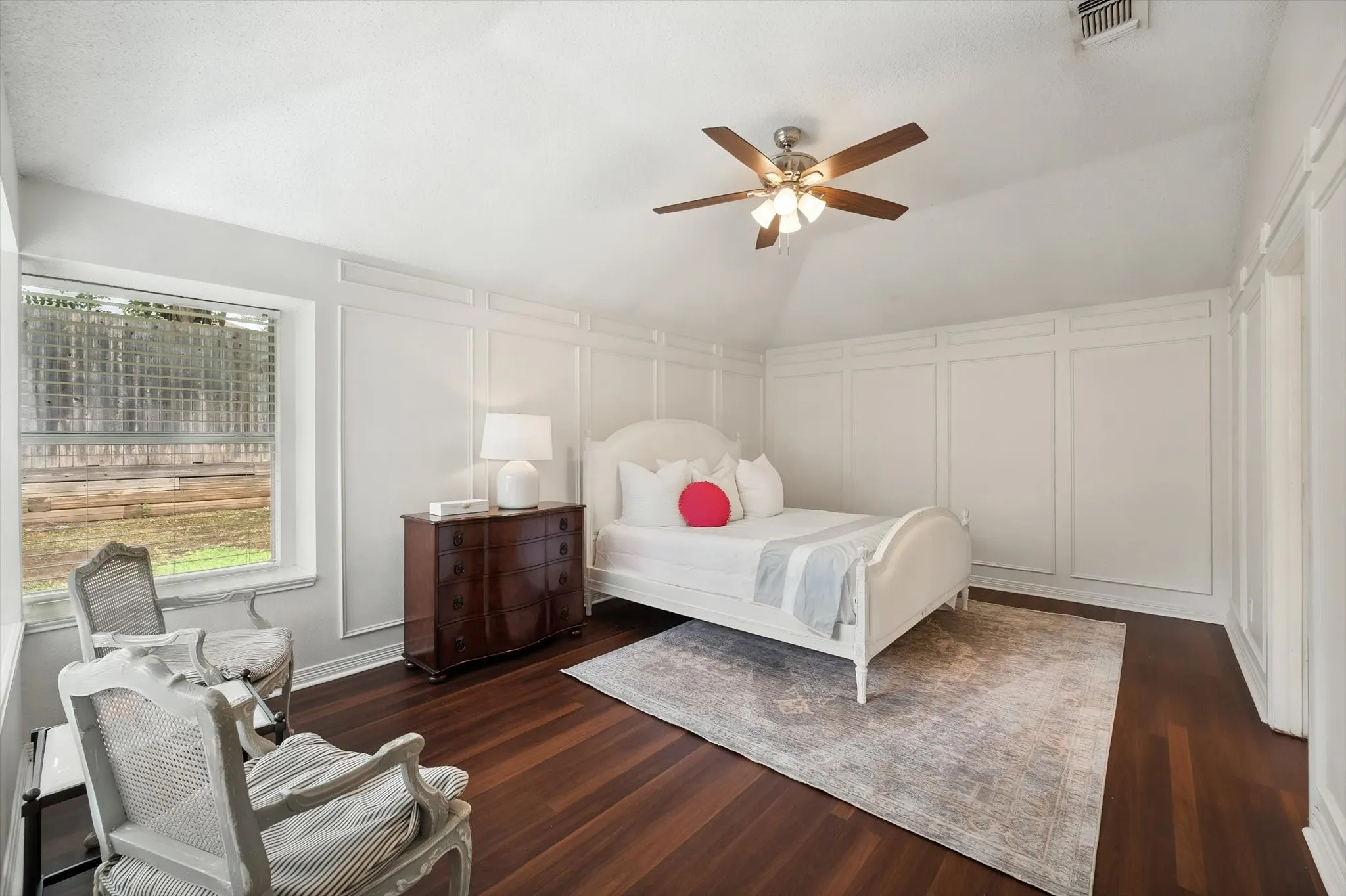 The primary bedroom is split from the other bedrooms.