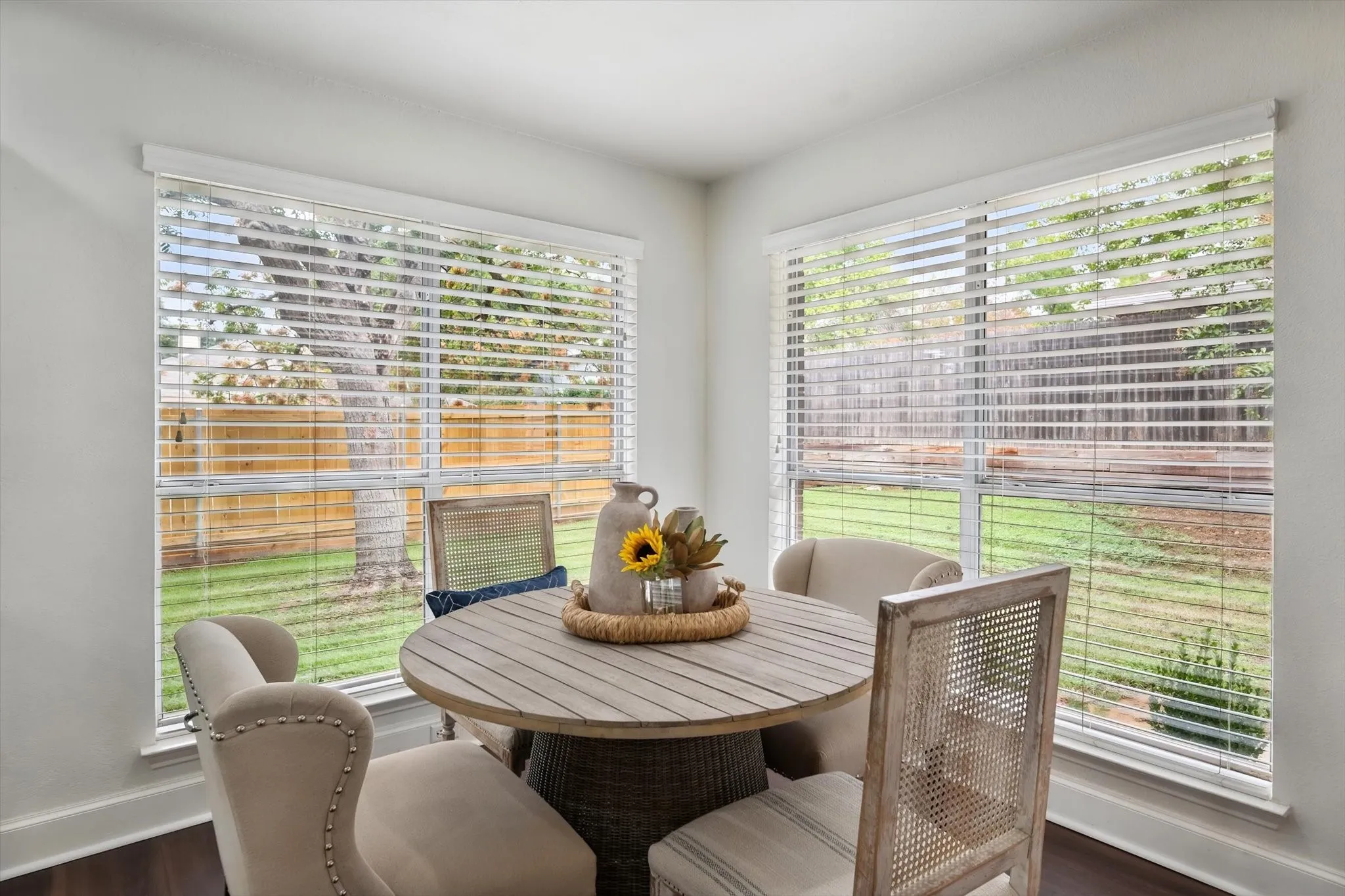 Take in the views from this roomy breakfast area.