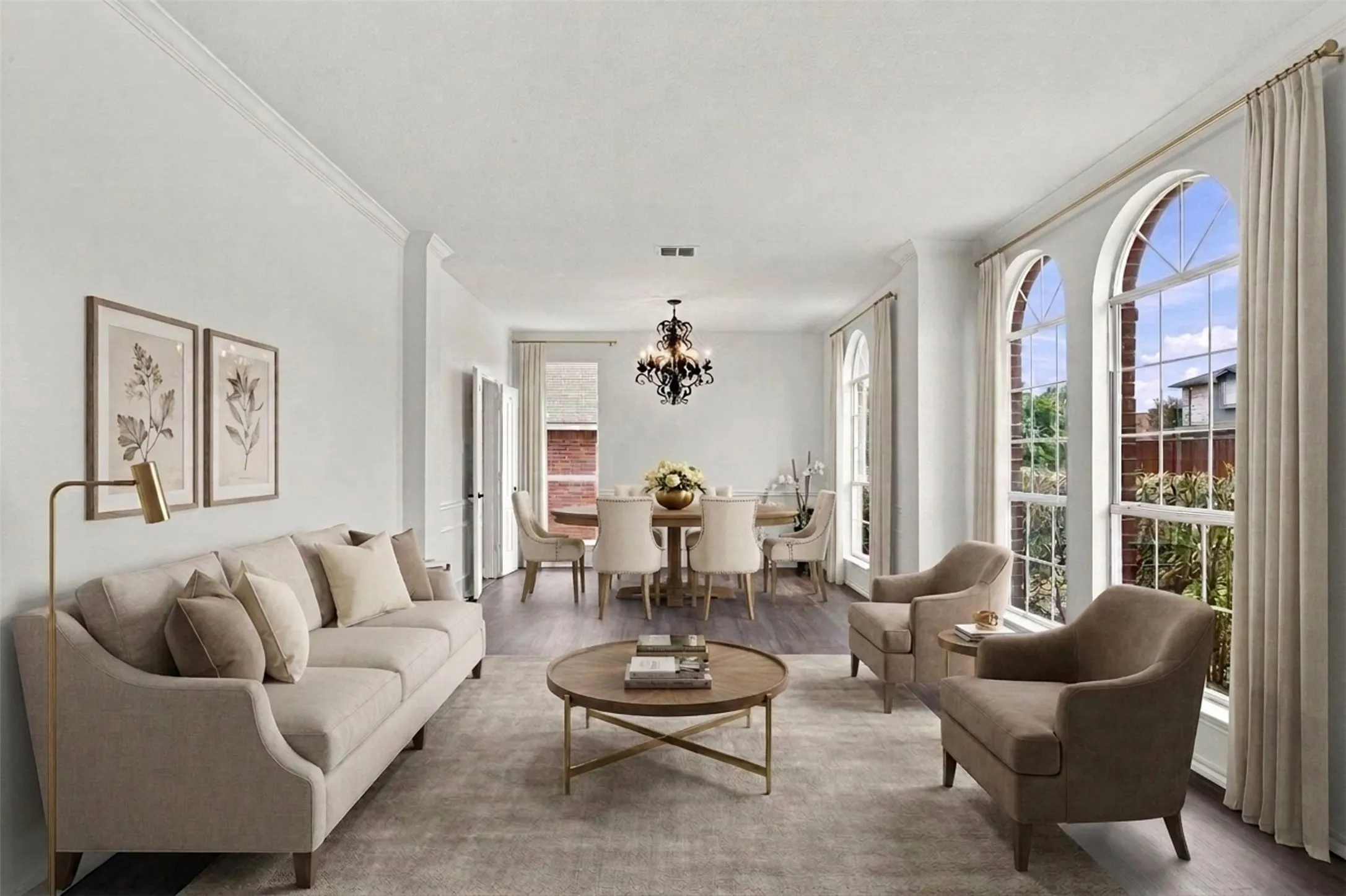 Virtually Staged Living Room and Dining Area
