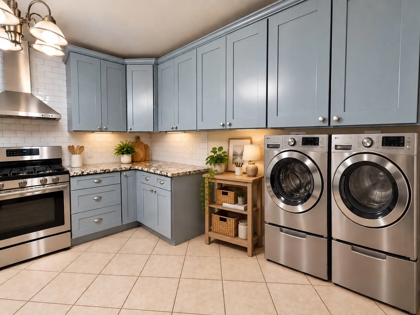 Staged kitchen and laundry area