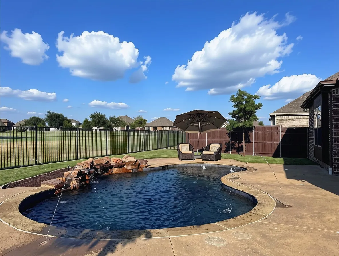 Hopkins Pool Installed 2019, Multi-Speed Motor, Smart Controls, Pebble Tech, Deck Jets and Umbrella Sleeves!