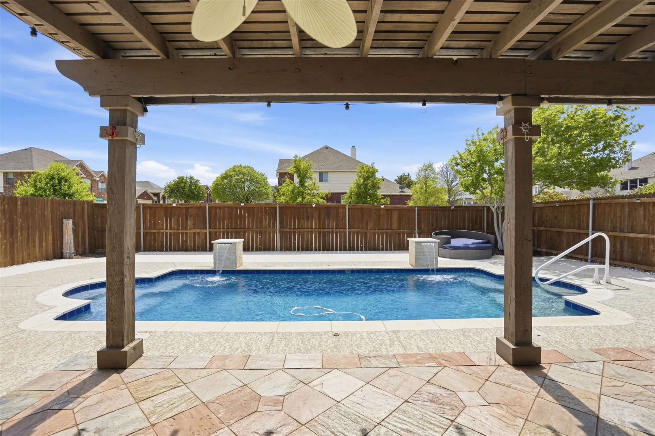 Covered Pergola Patio with Inground Pool