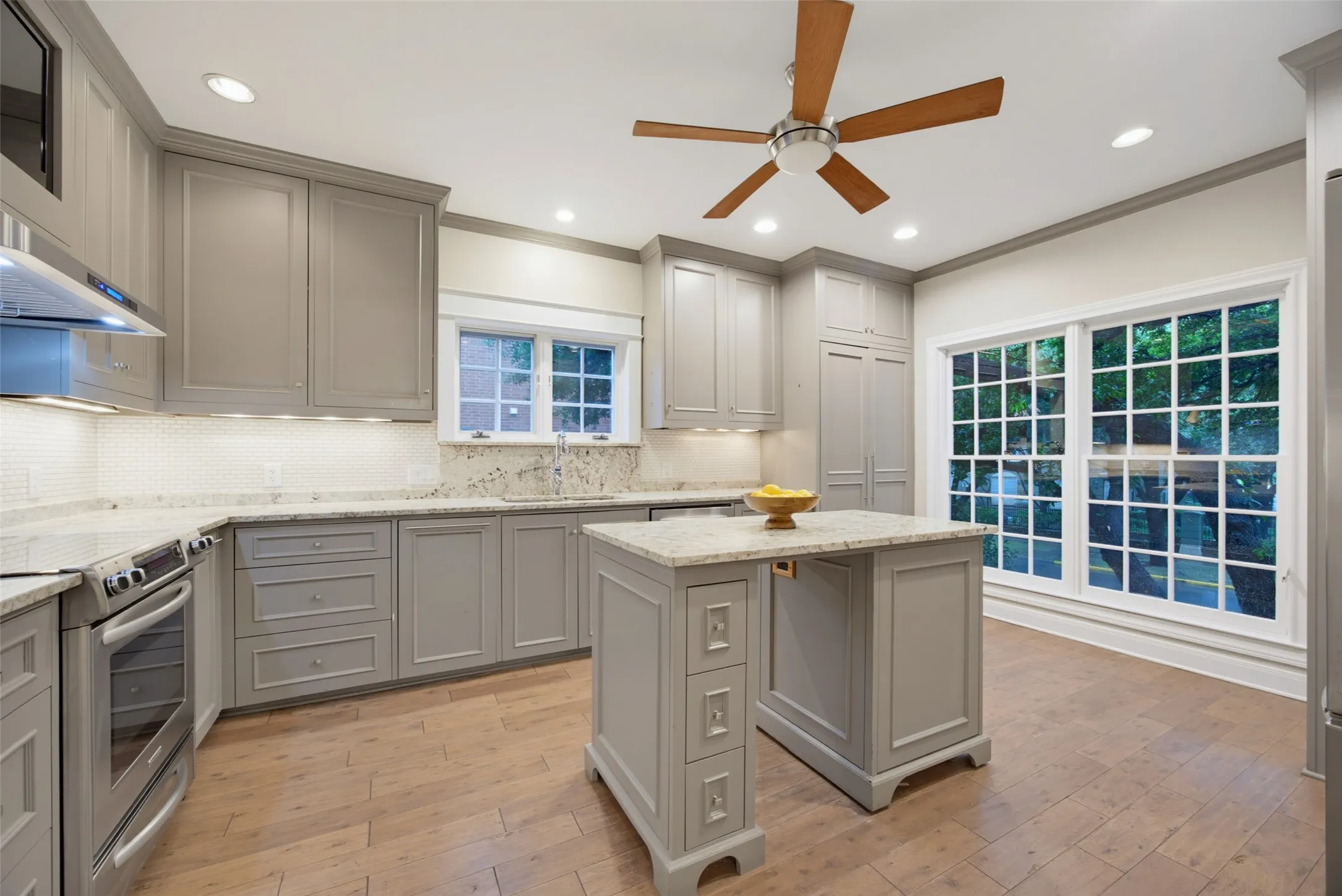 Cook's kitchen with outdoor views