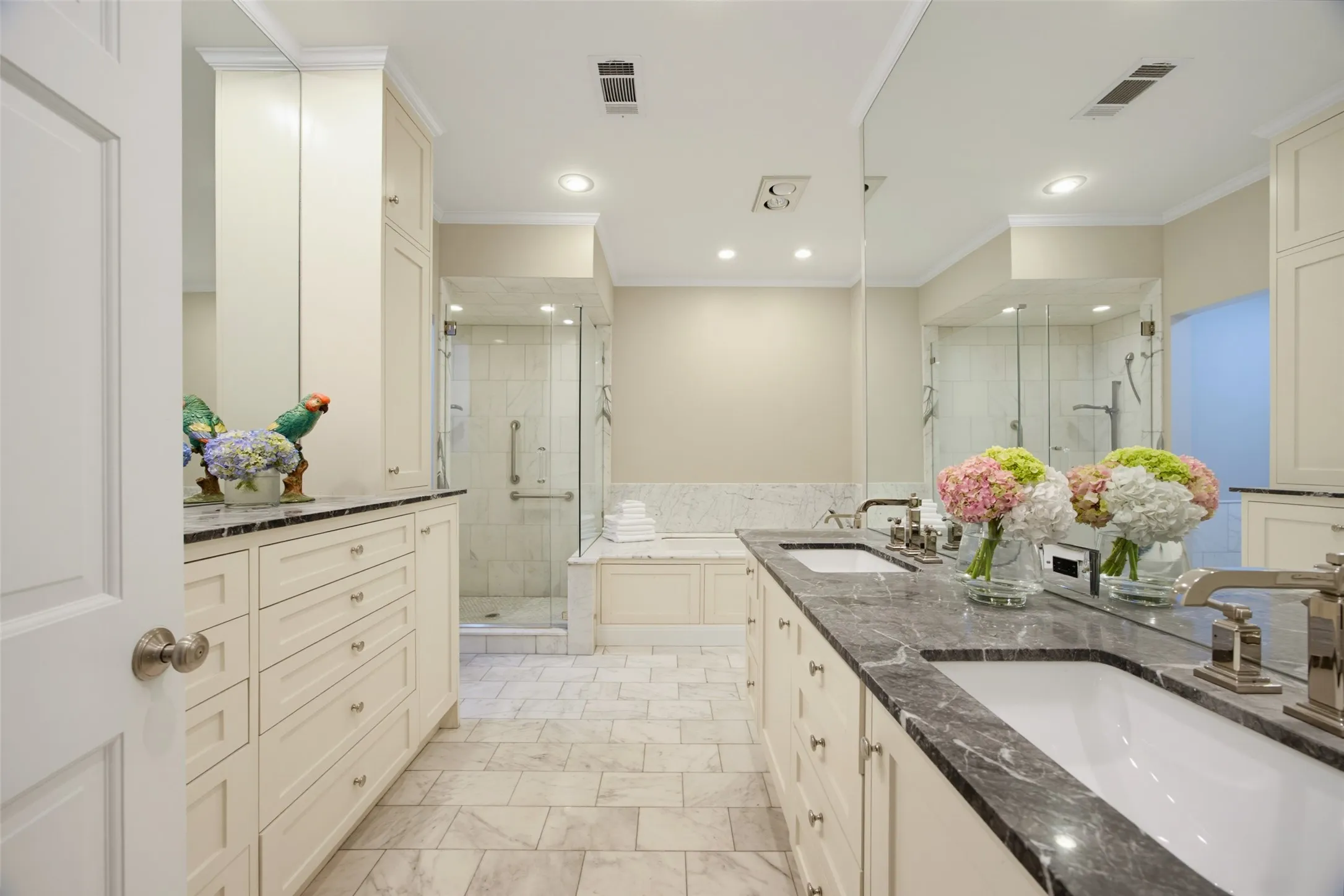 Stunning primary bath with marble throughout the​​‌​​​​‌​​‌‌​‌‌​​​‌‌​‌​‌​‌​​​‌​​ bathroom.