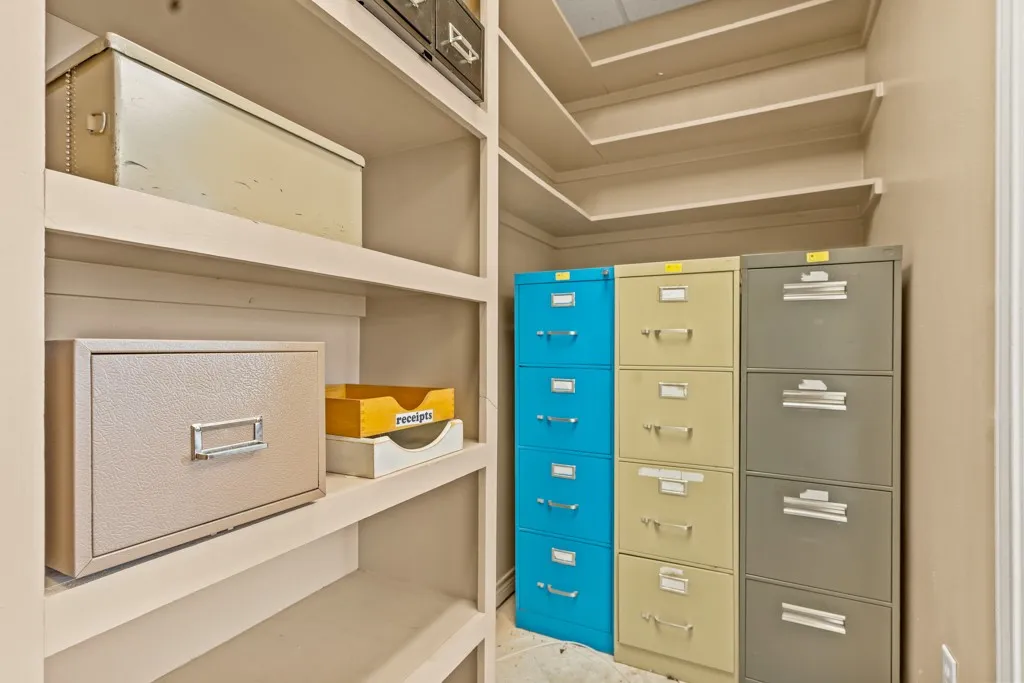 Built-in shelving for organized storage