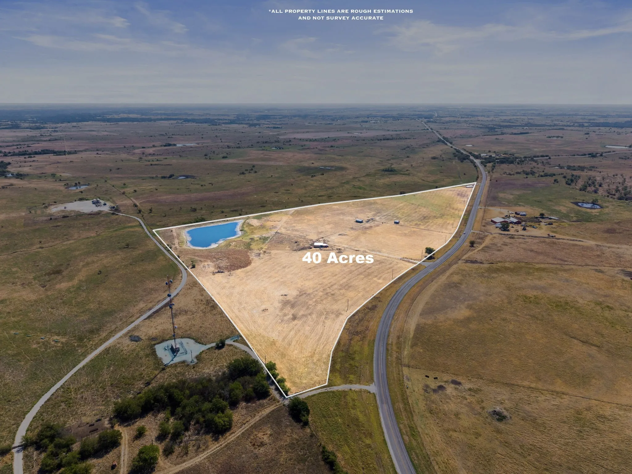 40-acre parcel featuring an existing pond, access to a paved road, and a secondary unpaved road