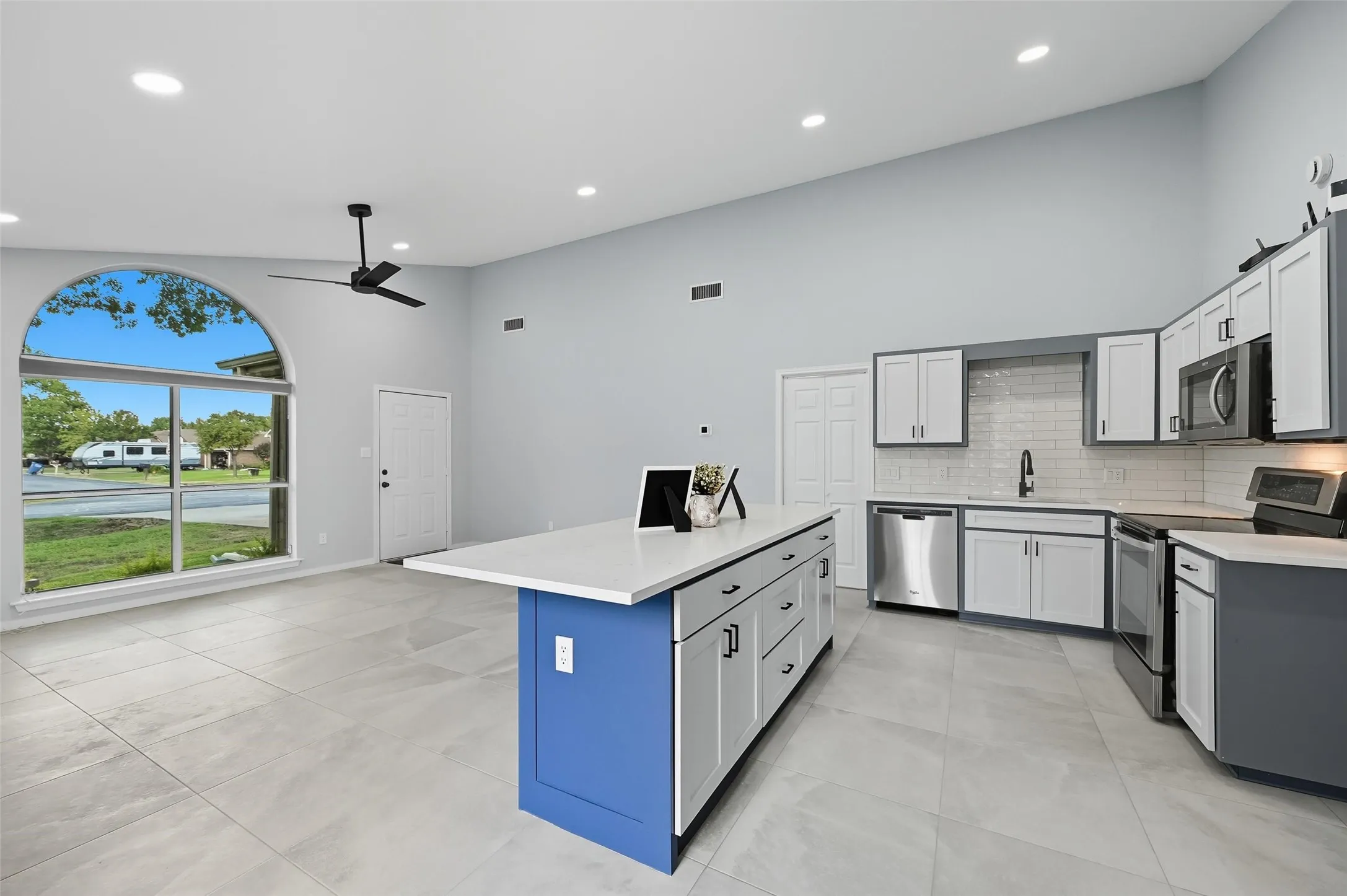 Kitchen and living spaces with open concept living!