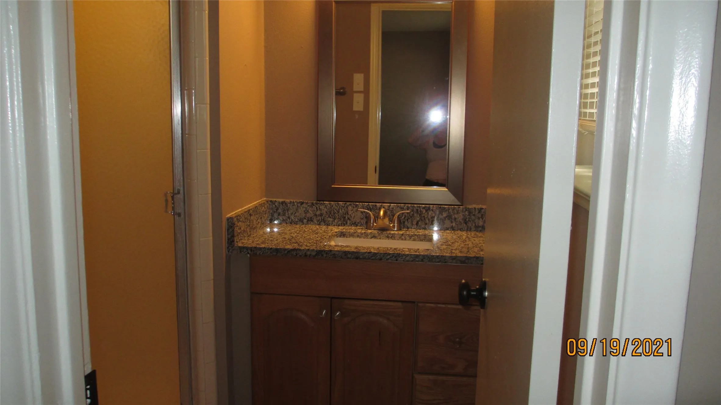 Master bath with stand up shower, granite countertop