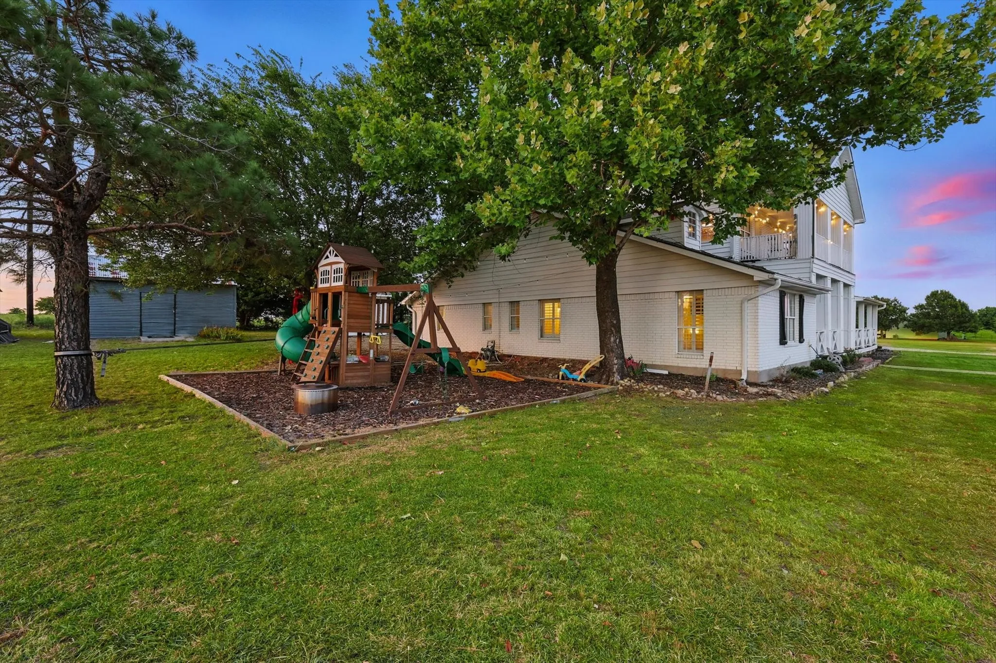 Expansive lawn surrounding the property