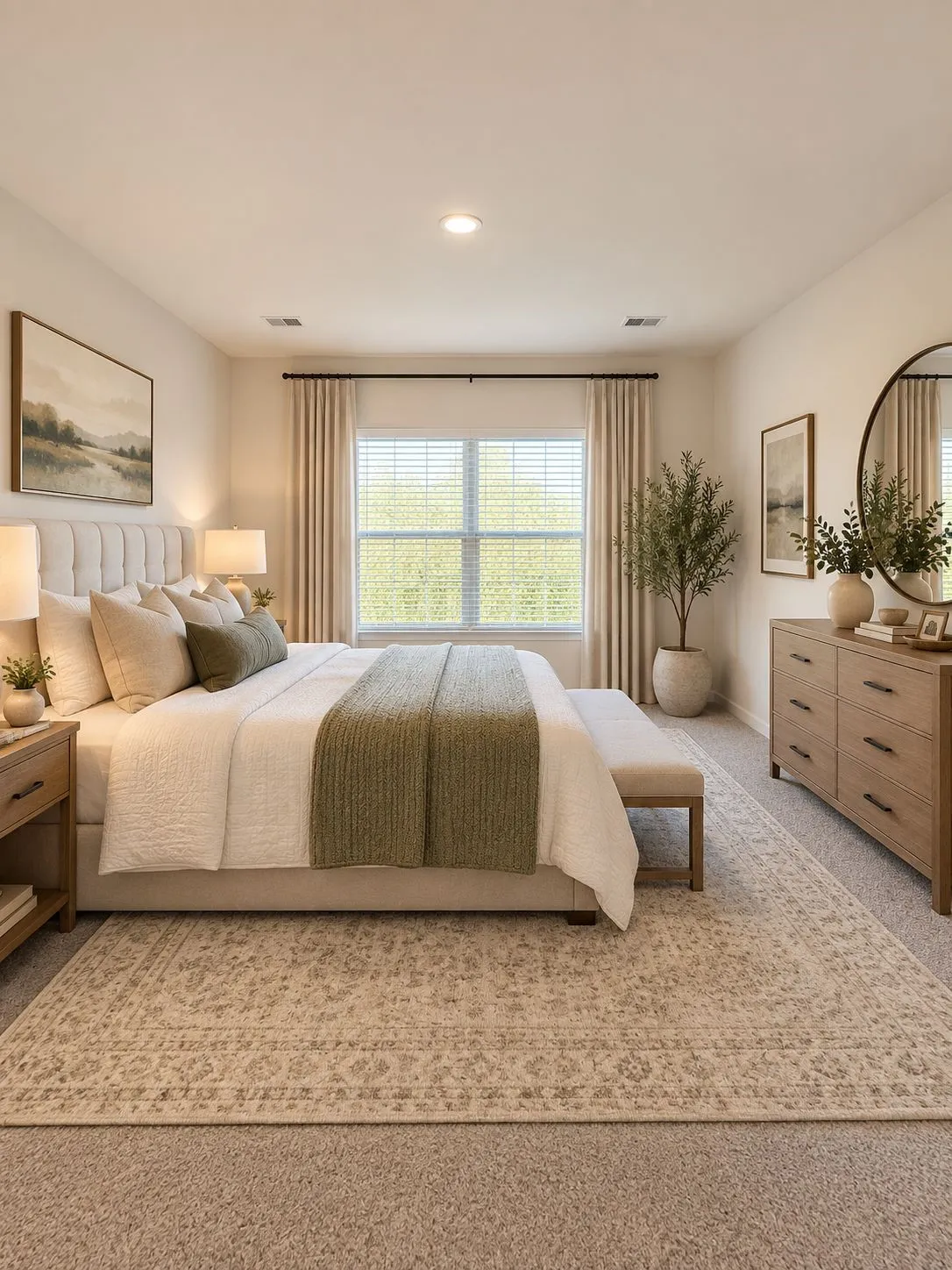 Virtually staged primary bedroom