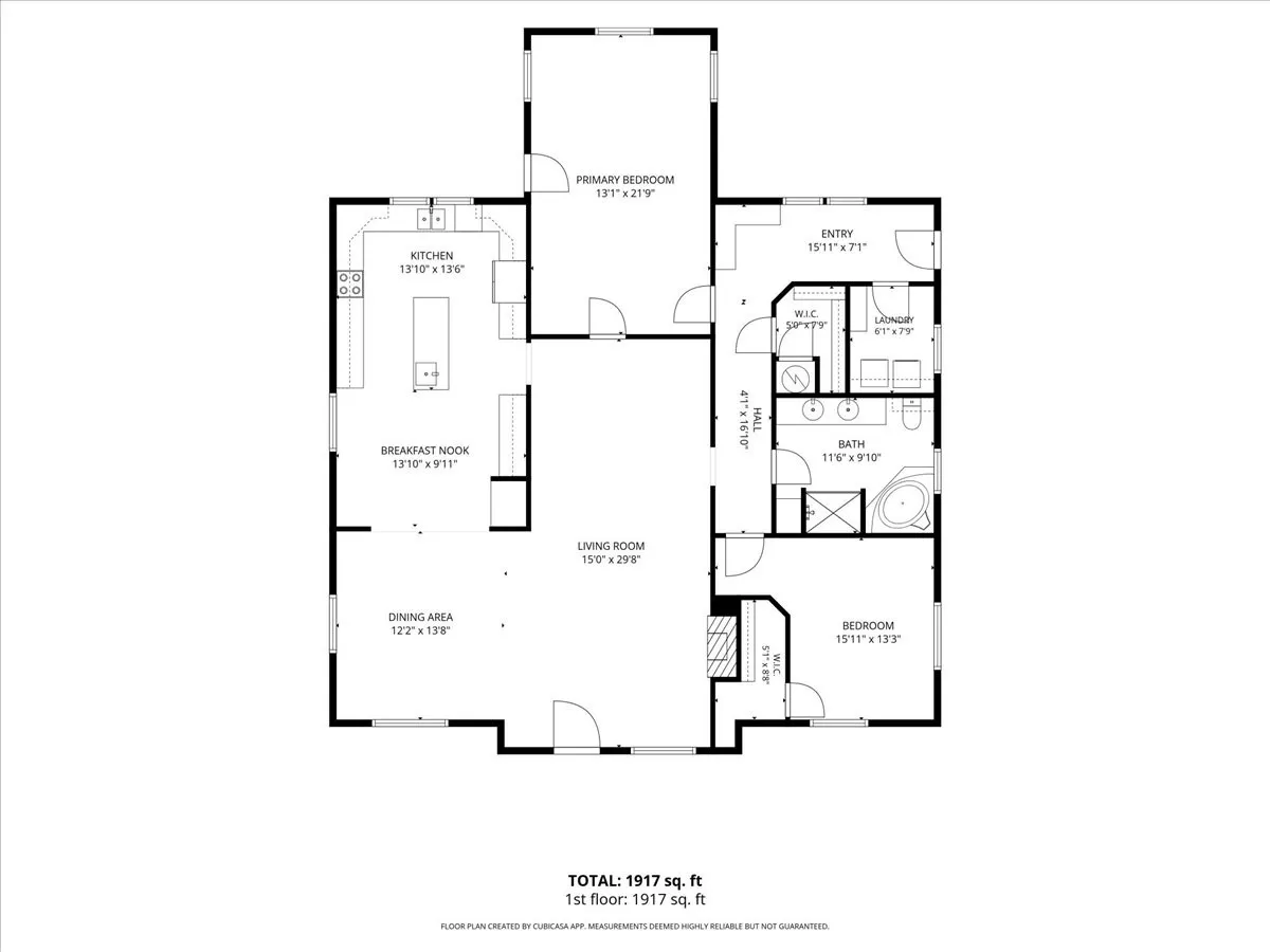 Detailed main floor layout schematic showing room dimensions and flow.