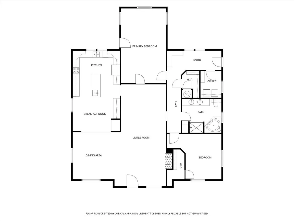 Architectural floor plan layout illustrating room placements and entryways.