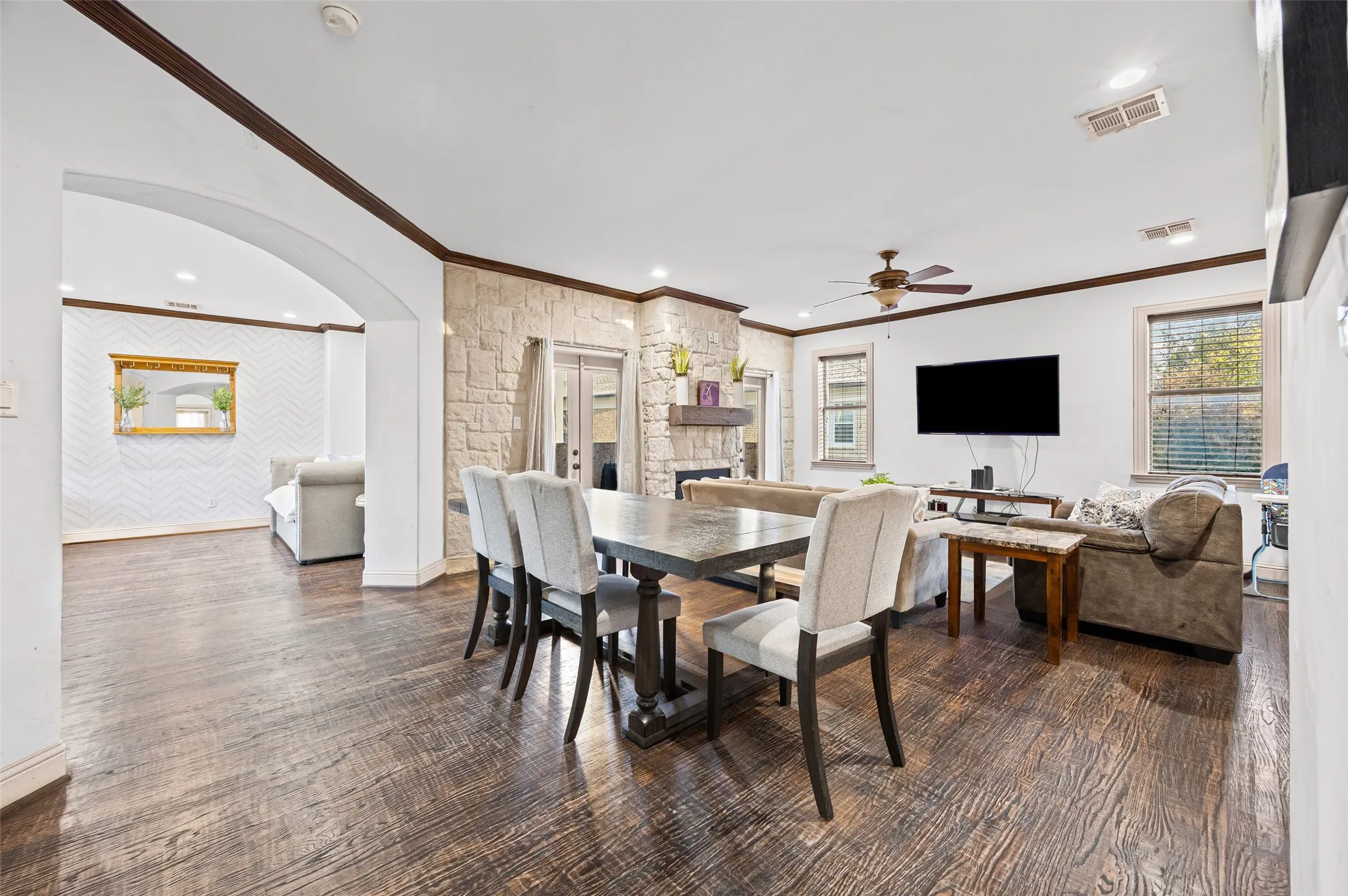 Level 2 dining, living and family rooms