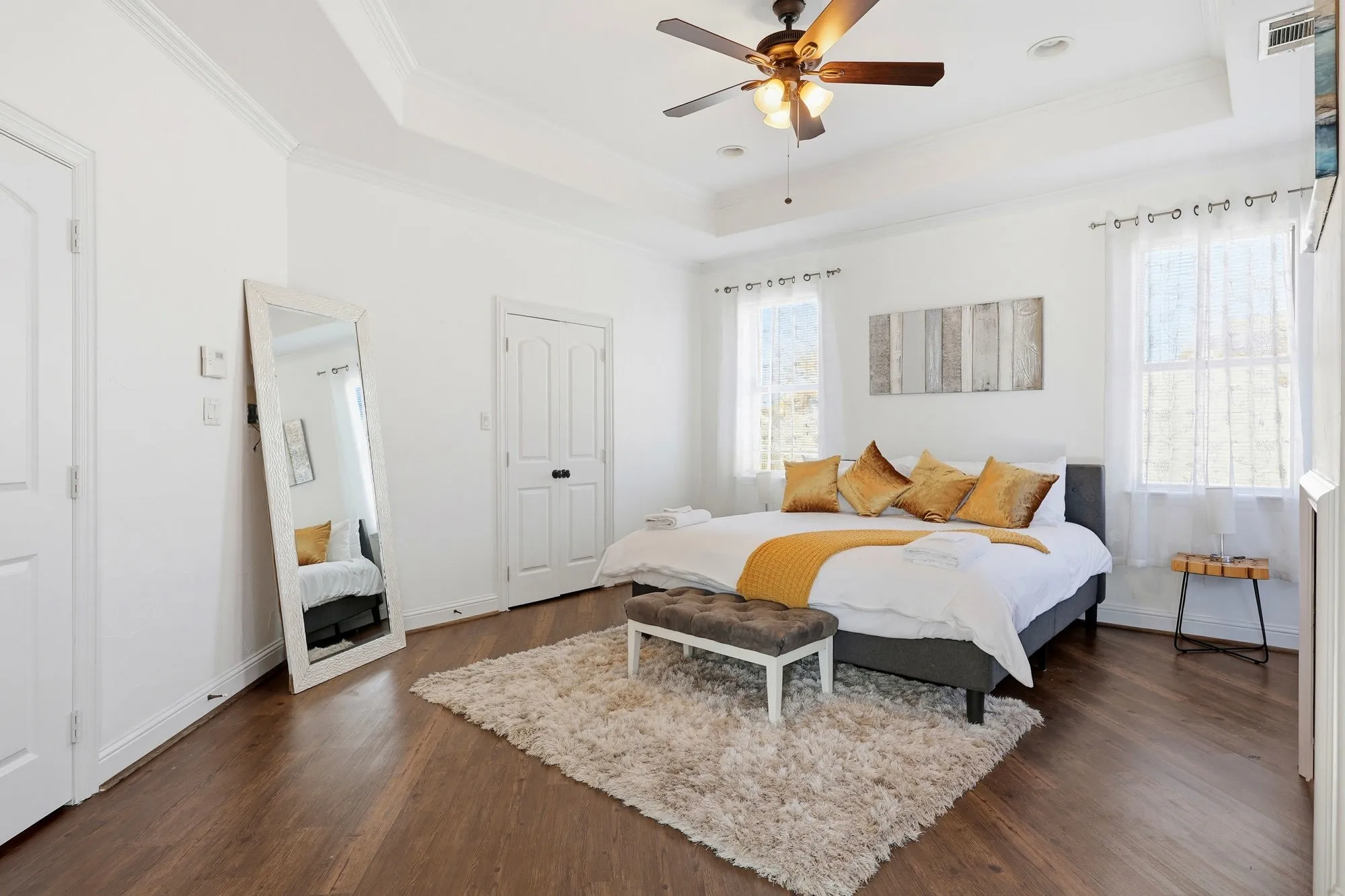 Primary bedroom #1 with electric fireplace on level 3