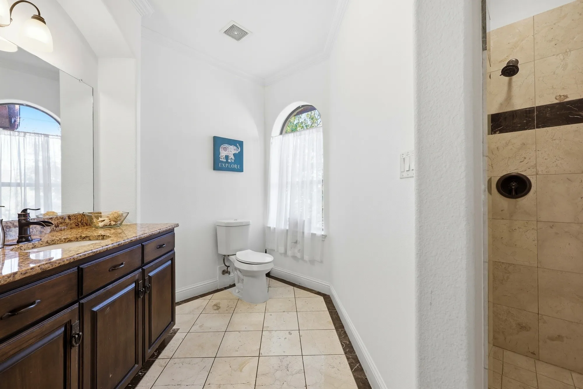 
Primary bathroom #2 with walk in shower on level 3