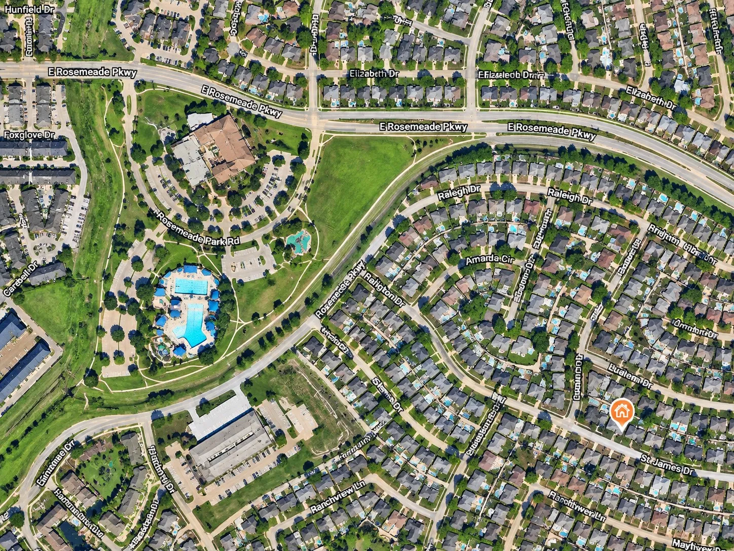 Just a short walk to Rosemeade Recreation Park & Aquatic Center