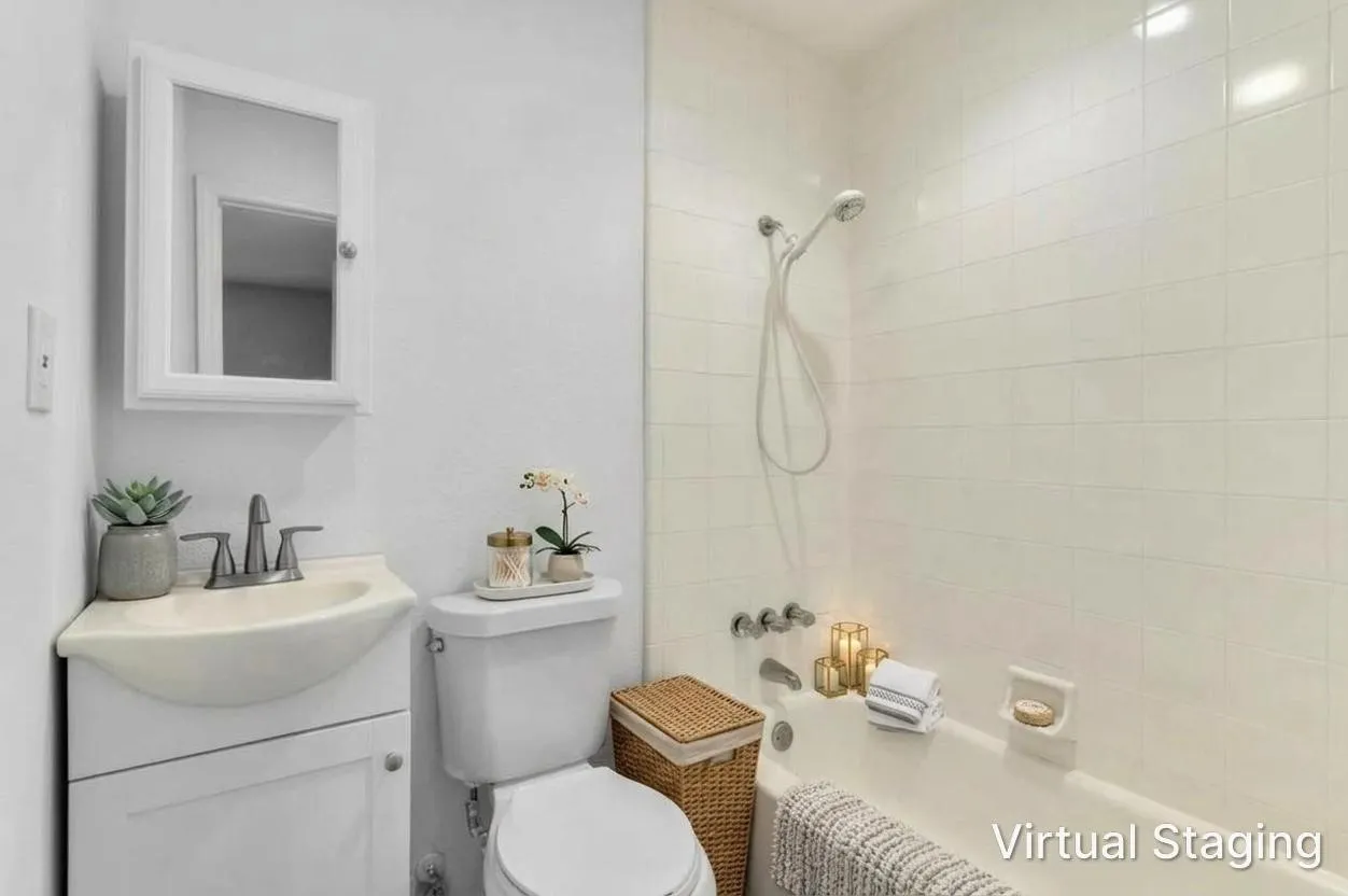 Virtually-staged bathroom
