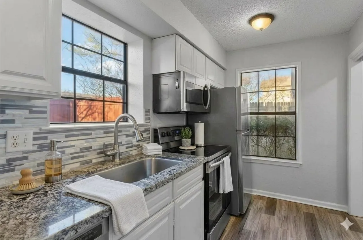 Virtually-staged kitchen