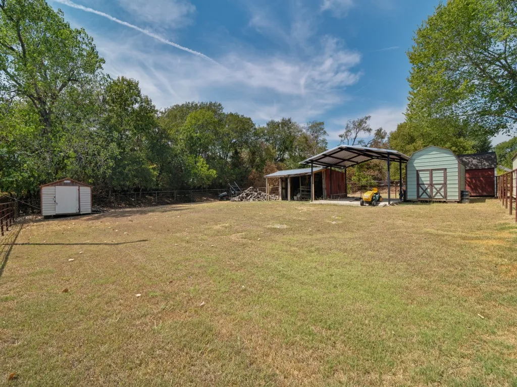Stable and covered parking for RV's with extra storage building