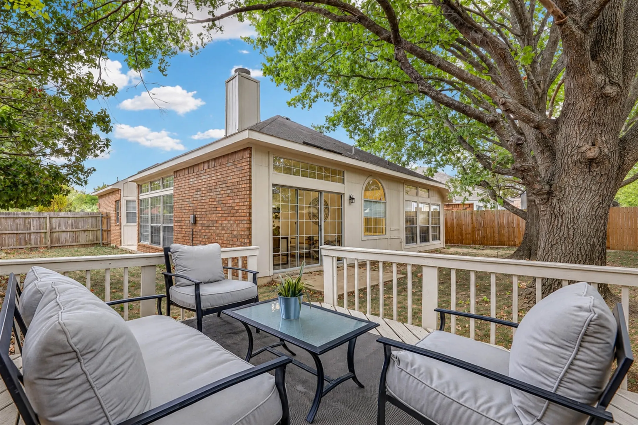 Relax or entertain on this large backyard deck.