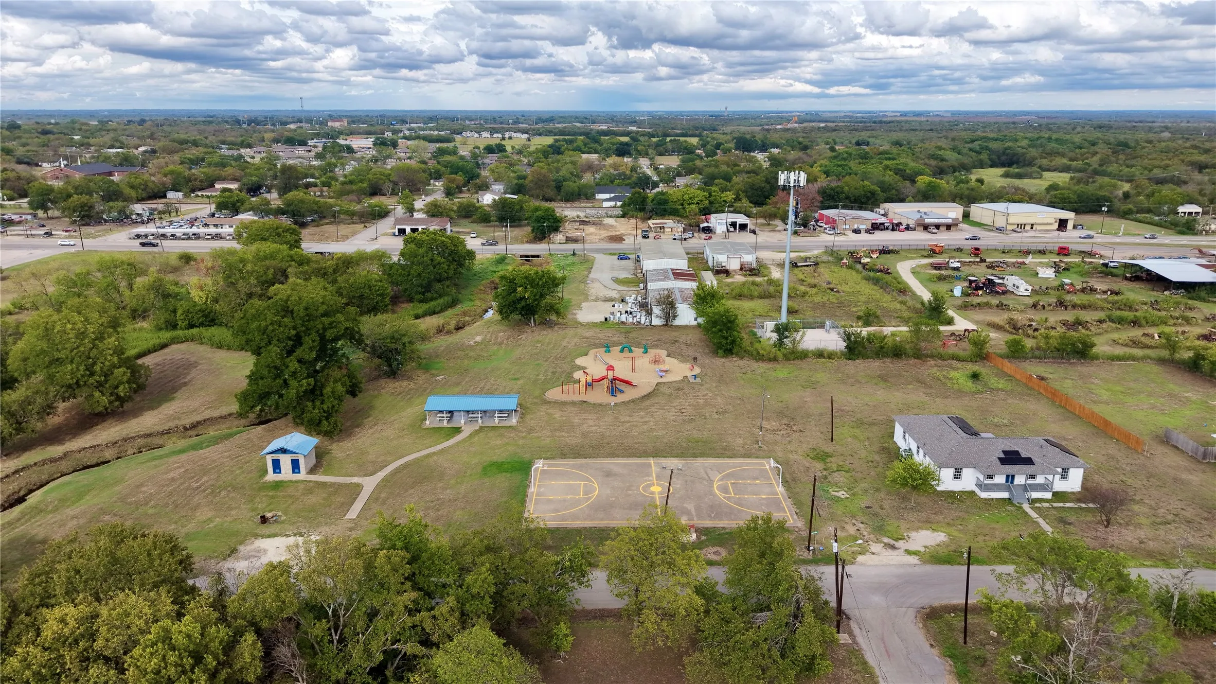 Aerial view of community park