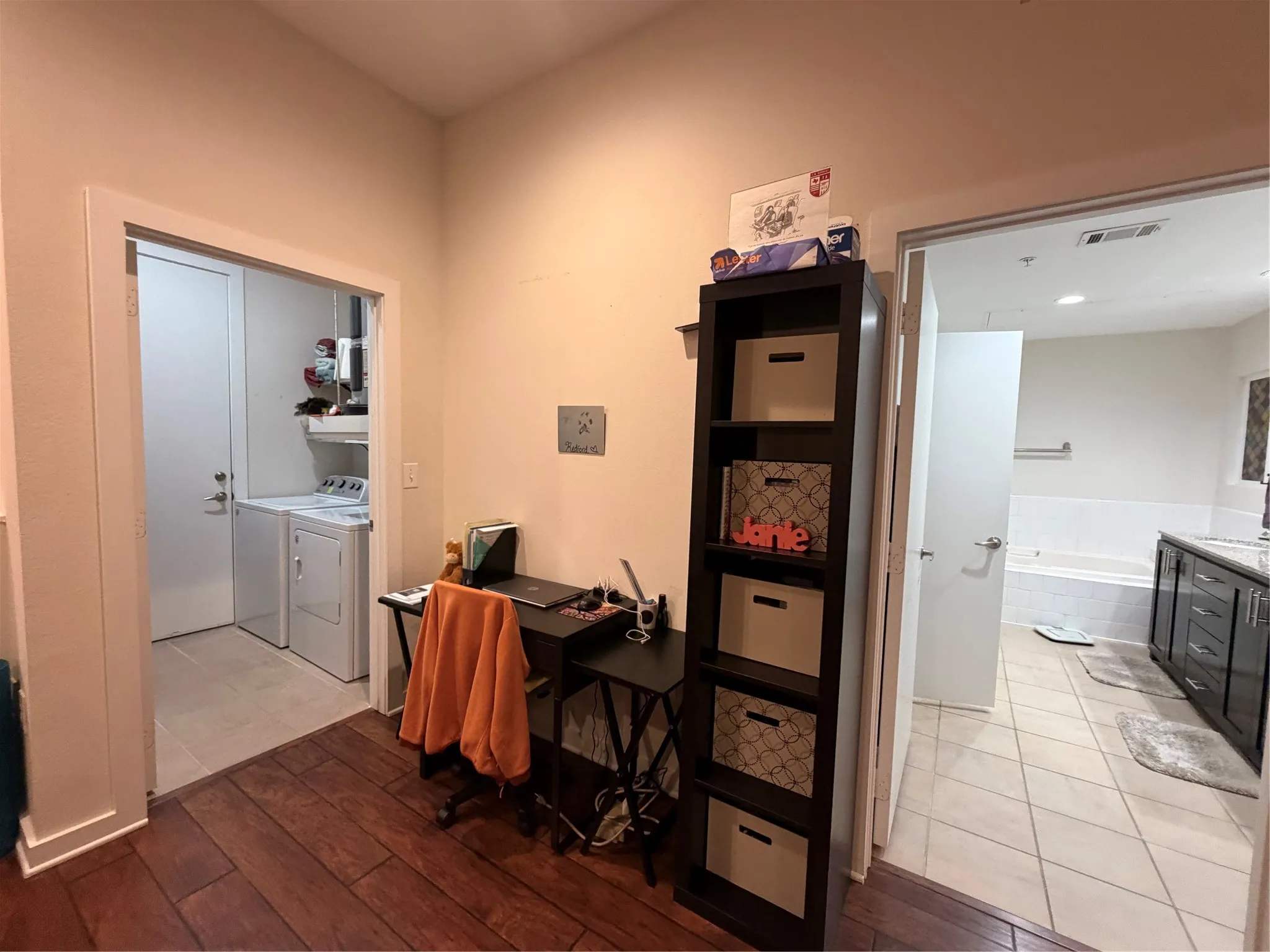 Rich wood-finish flooring