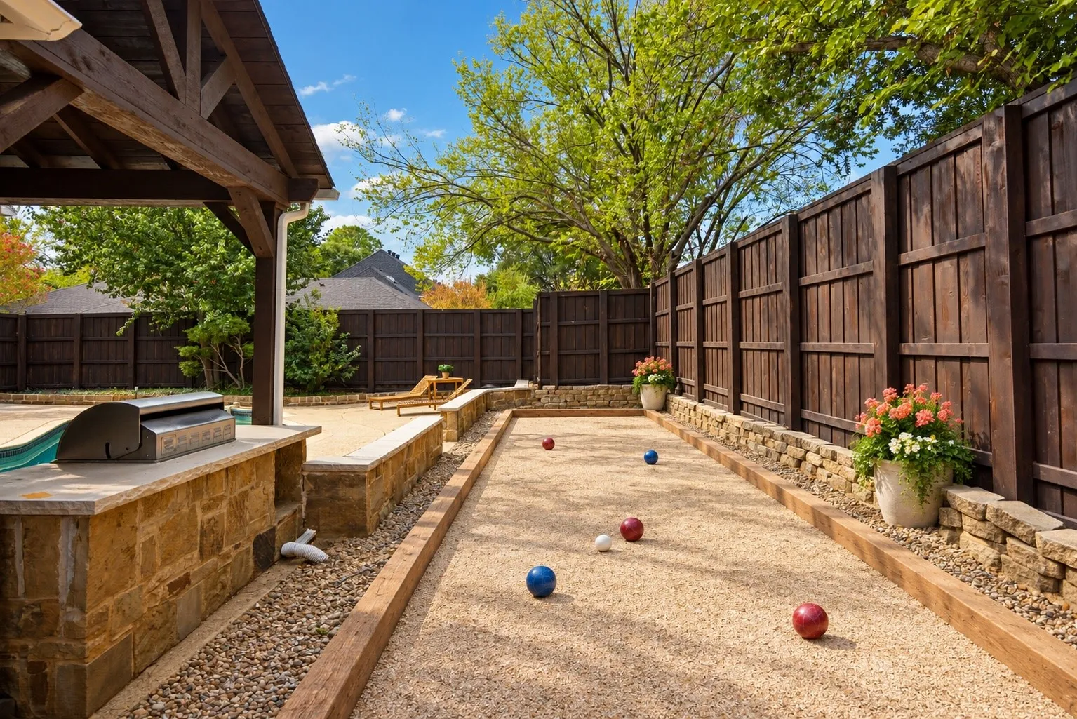 Your own bocce ball court! (This photo has been digitally edited to show how a bocce ball court would transform this space.)