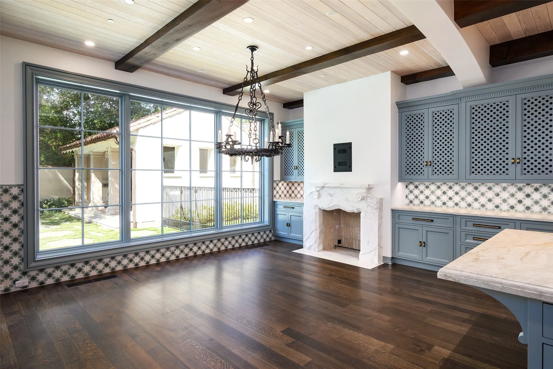 Kitchen nook and fireplace