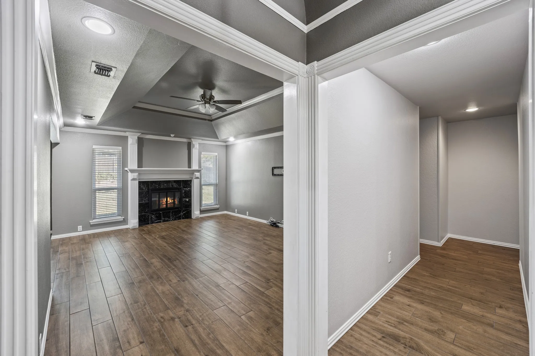View to hallway to bedrooms.