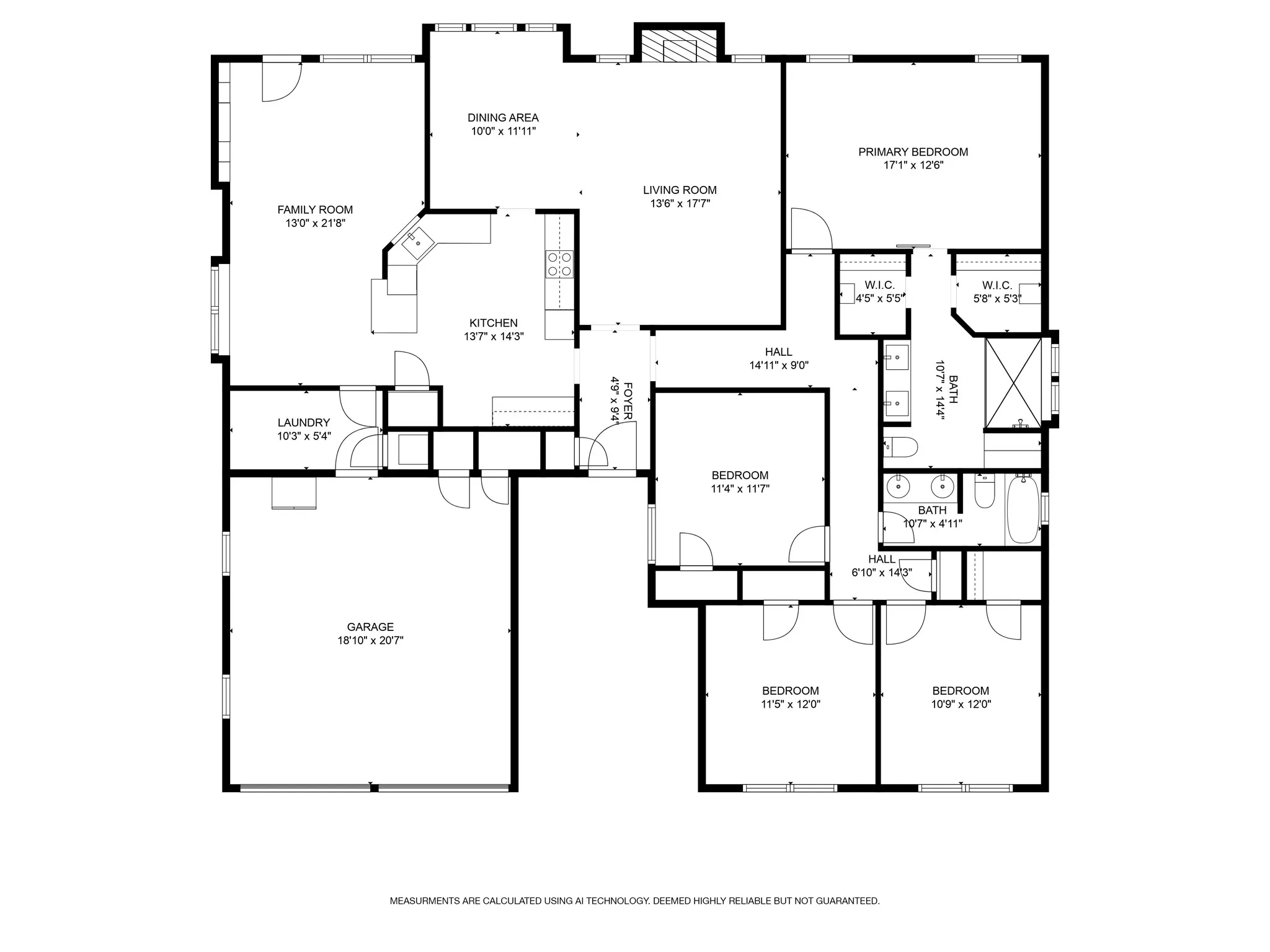 Single story floorplan.