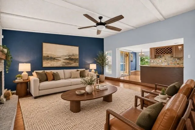 Virtually staged living area